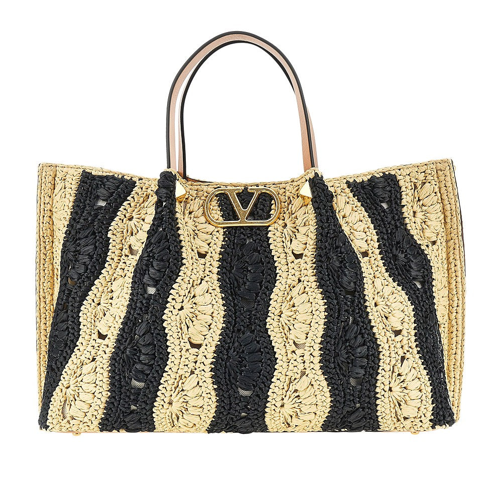 Synthetic raffia medium shopping bag