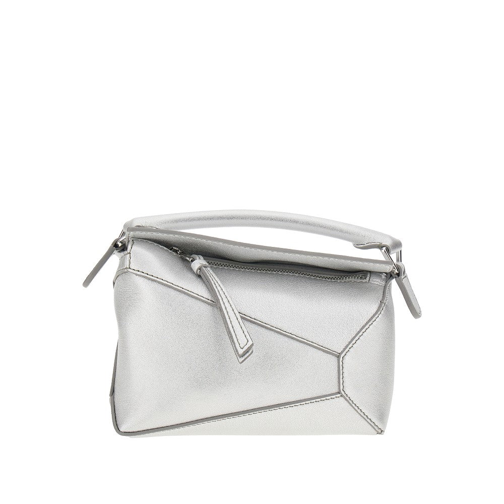 Metallized leather mini Puzzle Edge bag
