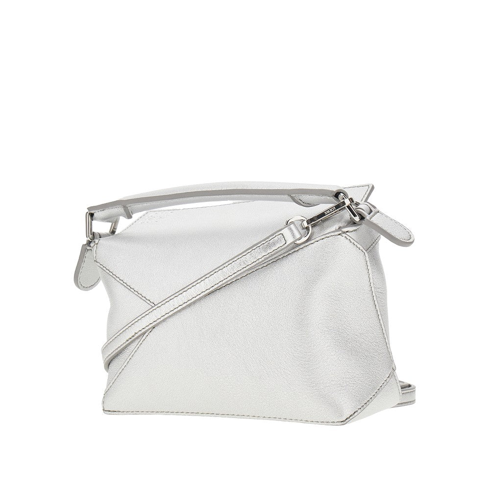 Metallized leather mini Puzzle Edge bag