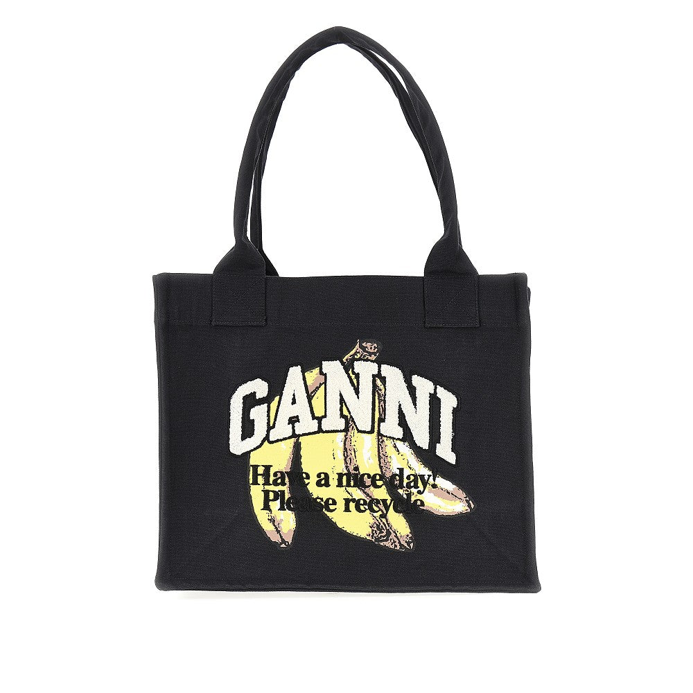 Banana print large tote bag