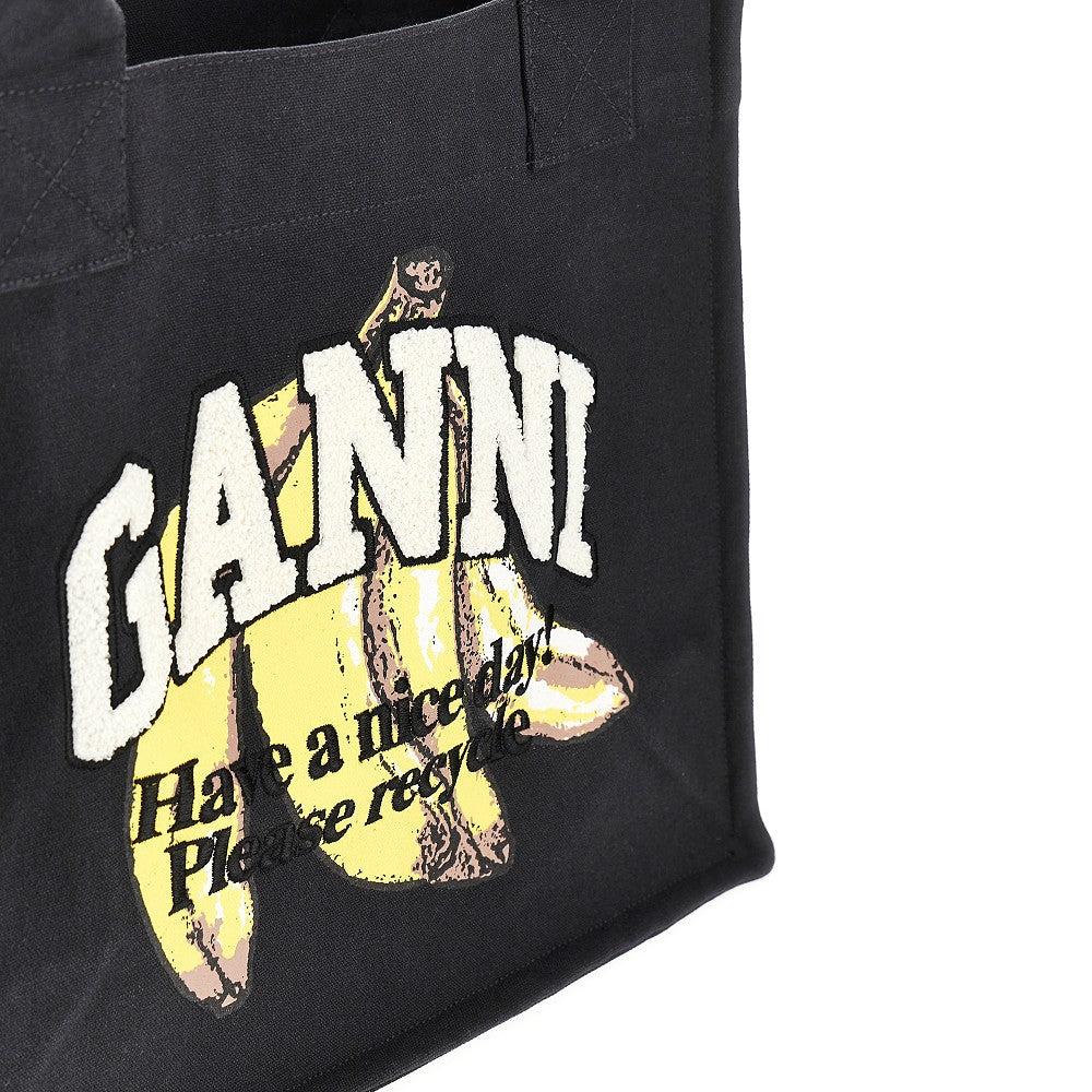 Banana print large tote bag
