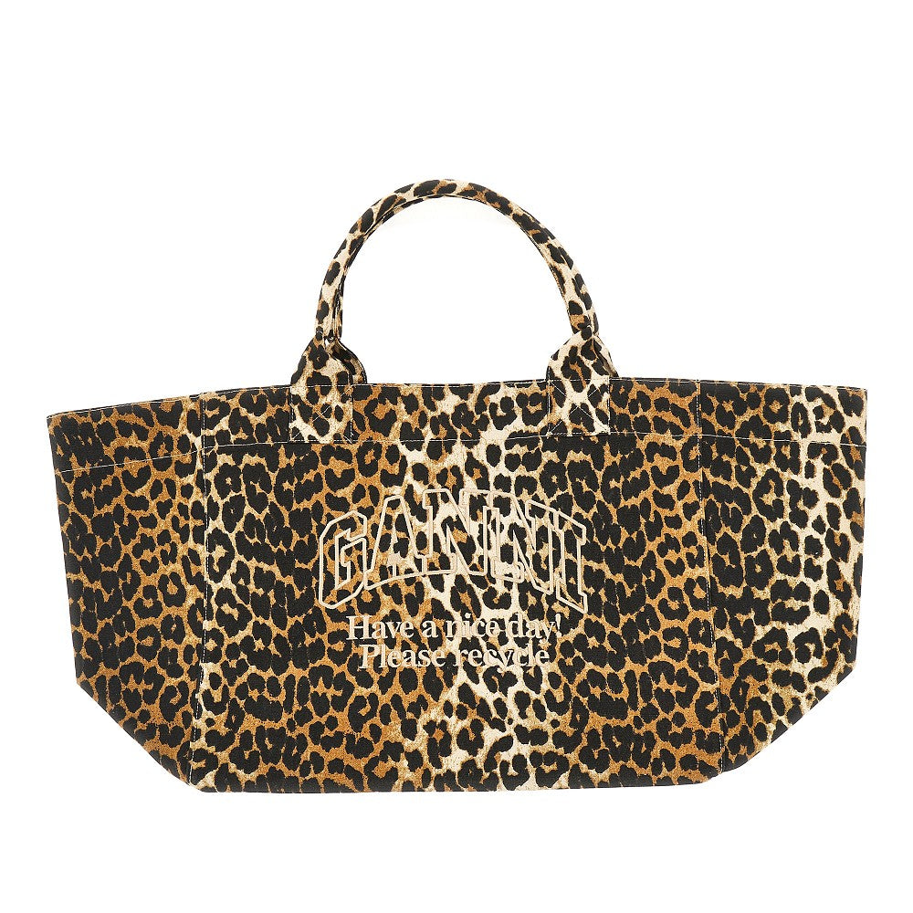 Tote bag XXL in tela leopardata