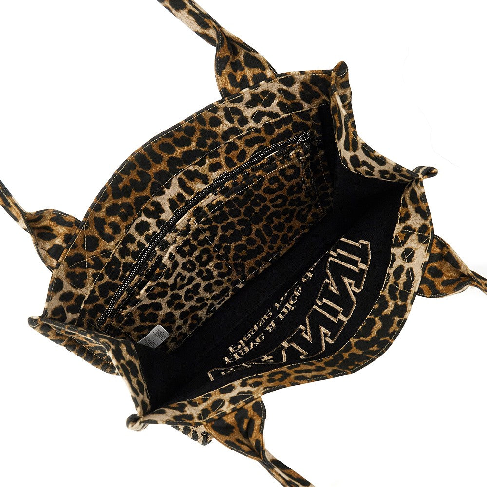 Tote bag grande in tela leopardata