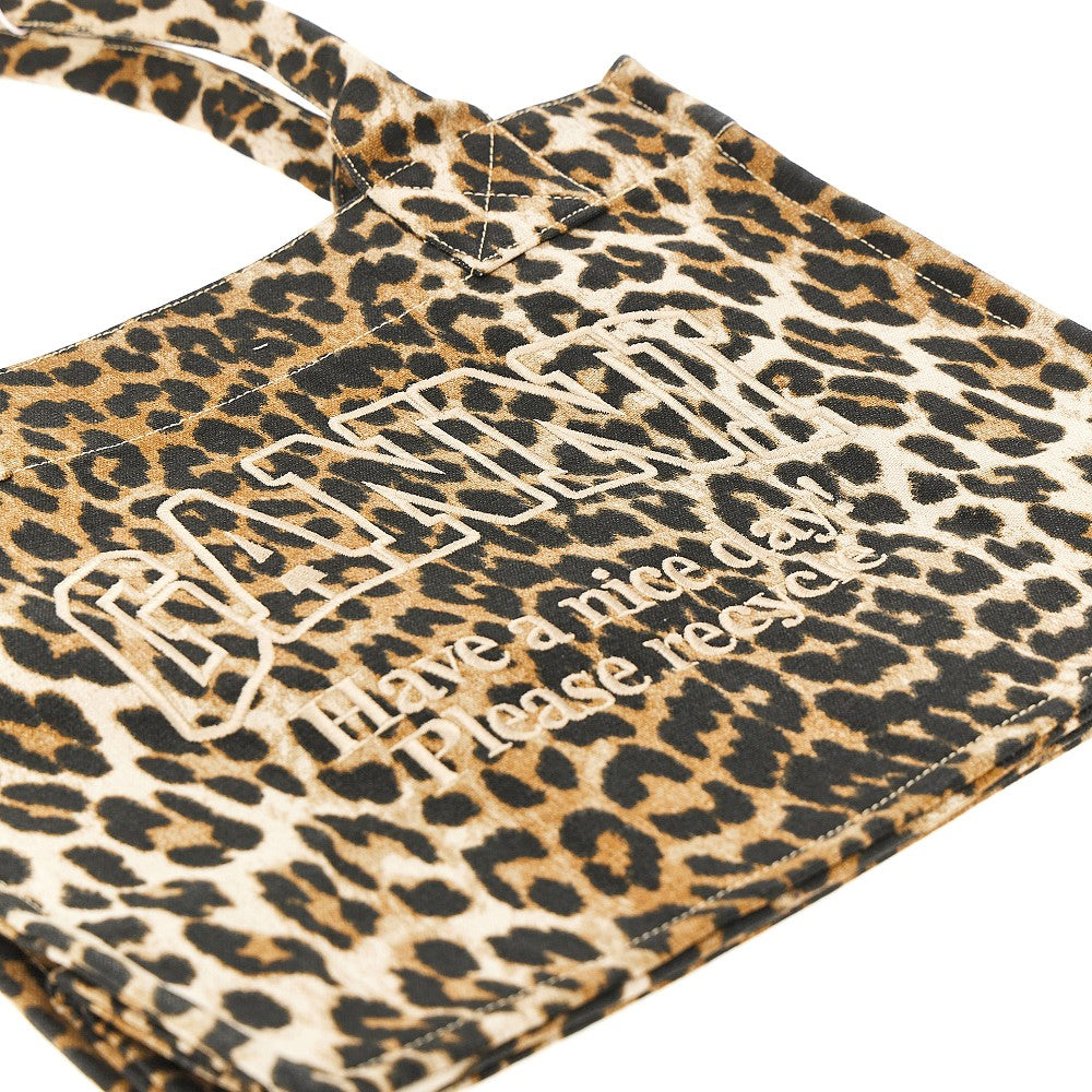 Tote bag grande in tela leopardata