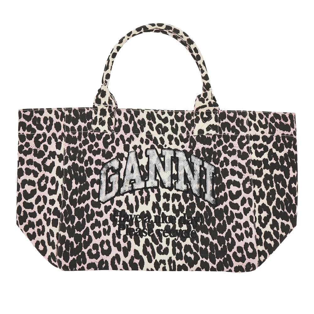 Leopard-print canvas XXL tote bag