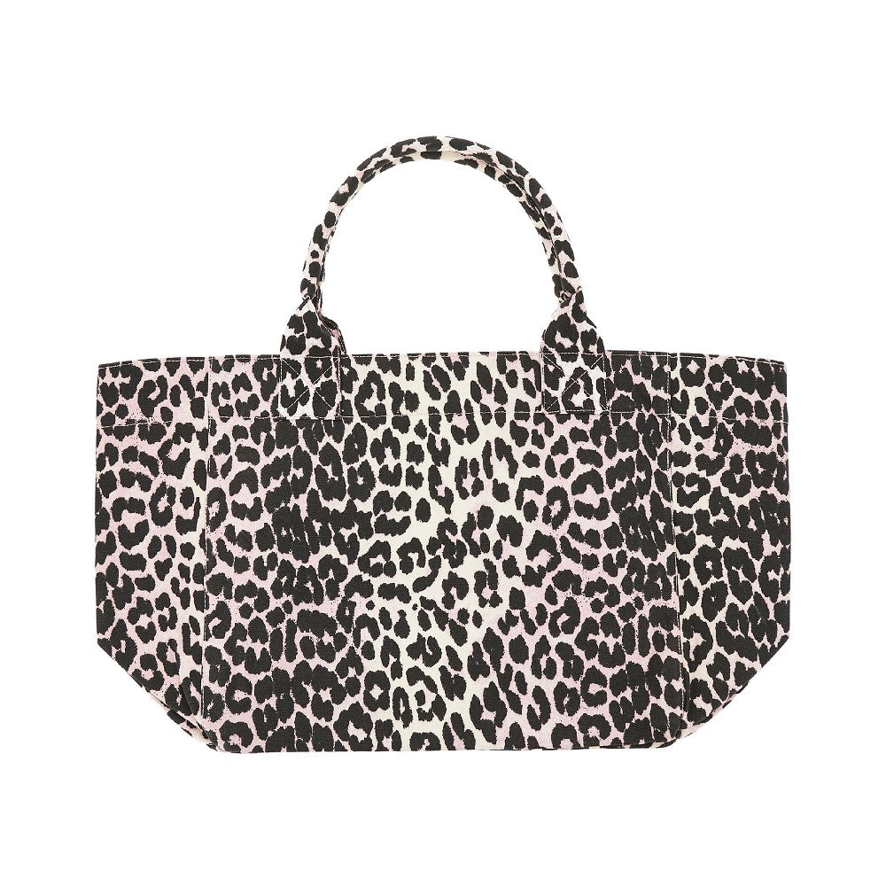 Leopard-print canvas medium tote bag