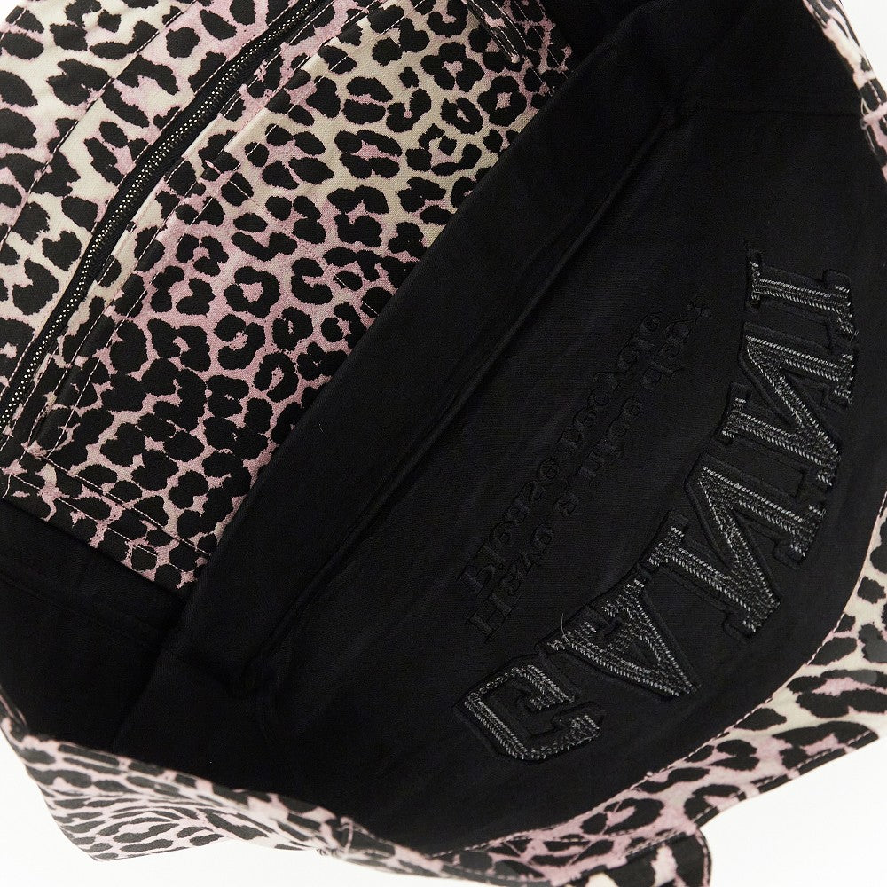 Leopard-print canvas medium tote bag