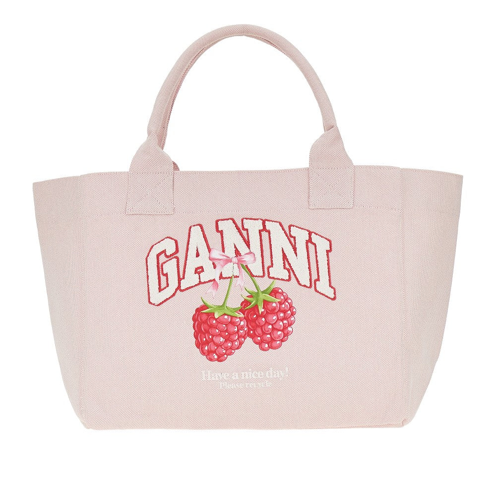 Borsa Shopping con stampa Raspberries
