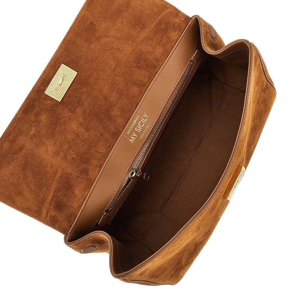 Borsa a mano 'My Sicily' in pelle scamosciata