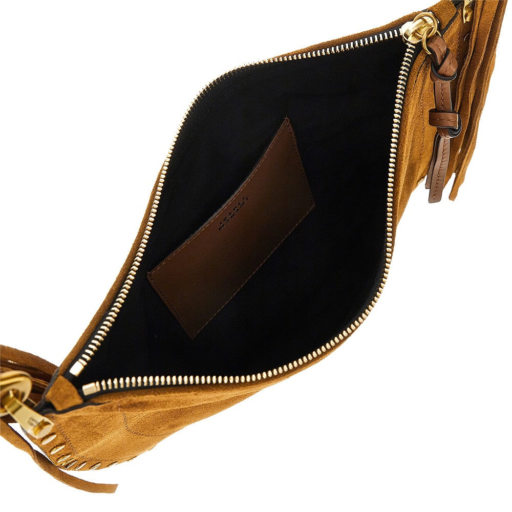 Suede leather fringed Oskan Soft Zip bag