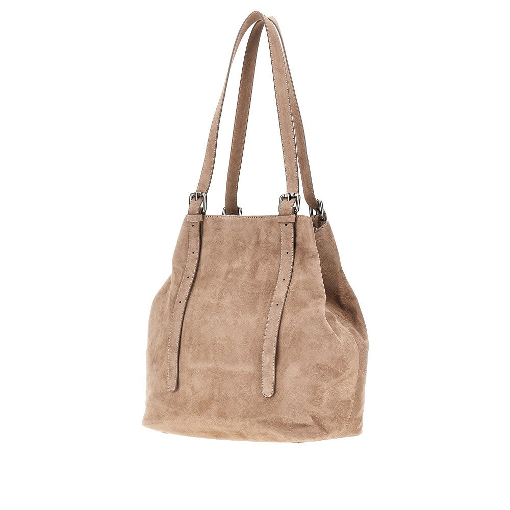 Borsa 'Galatea' media in pelle scamosciata