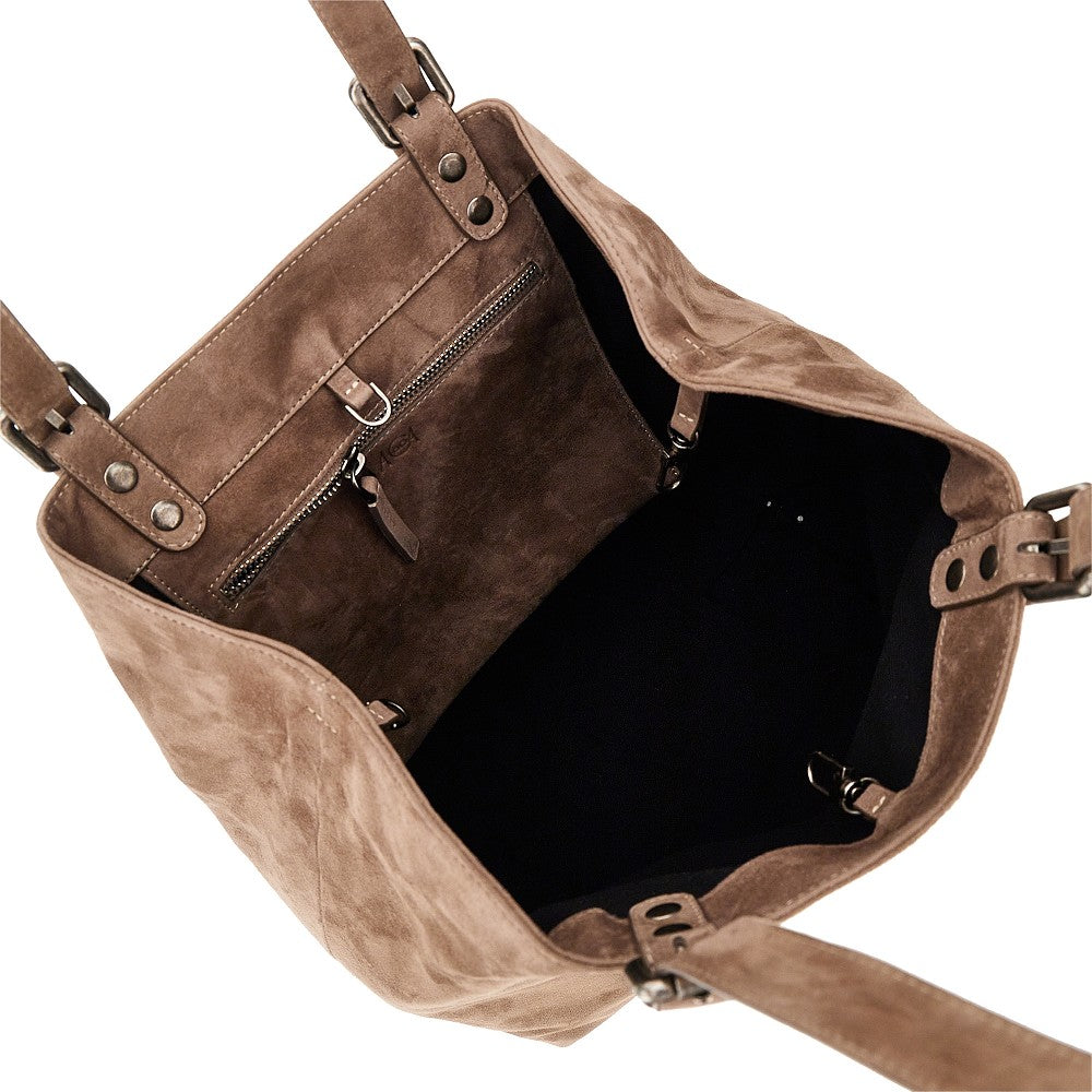 Borsa 'Galatea' media in pelle scamosciata