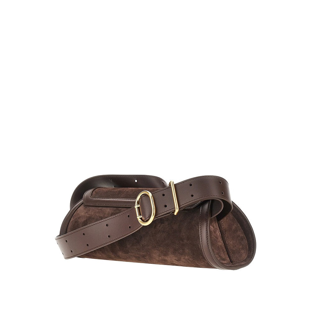 Borsa 'Cannolo' piccola in pelle scamsciata