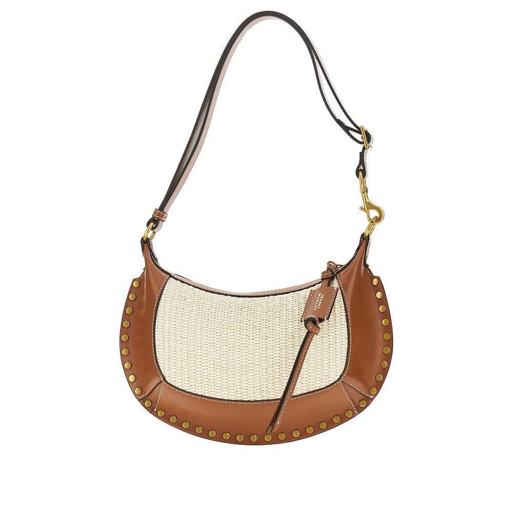 Raffia and leather 'Oskan Moon' bag