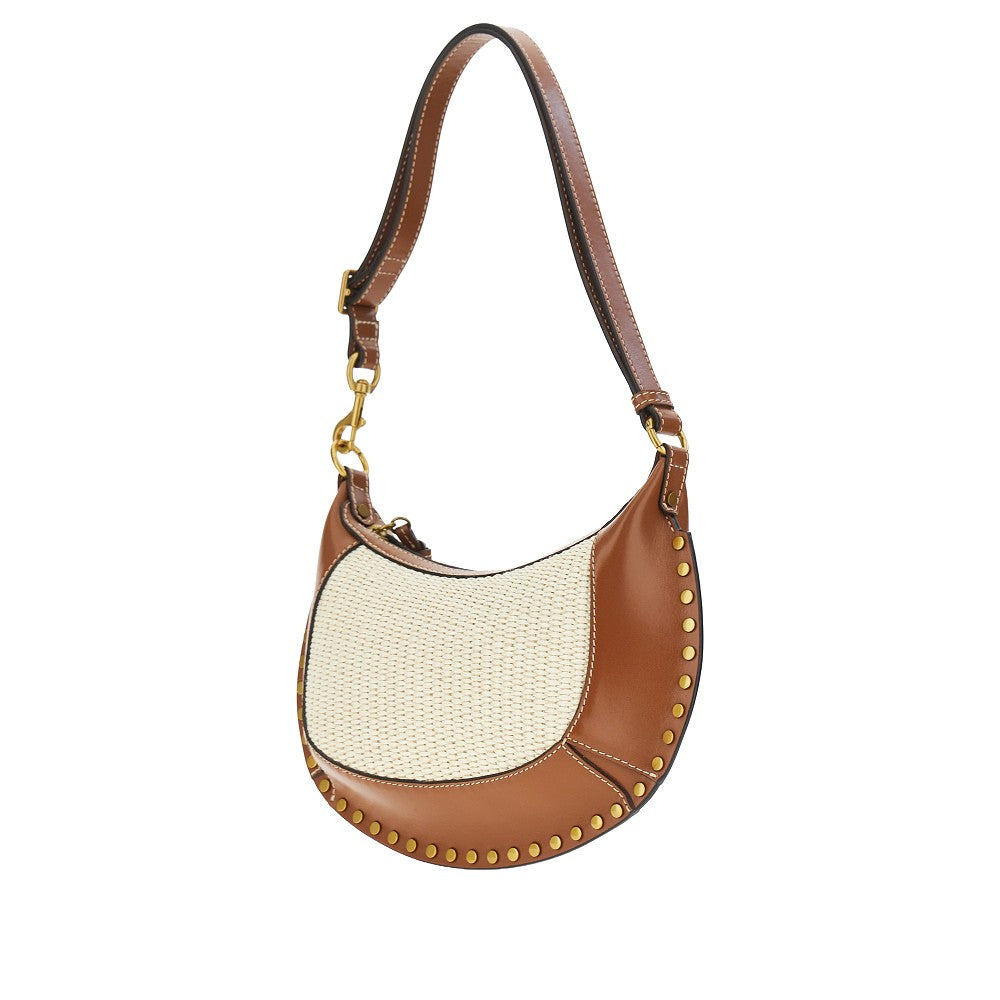 Raffia and leather 'Oskan Moon' bag