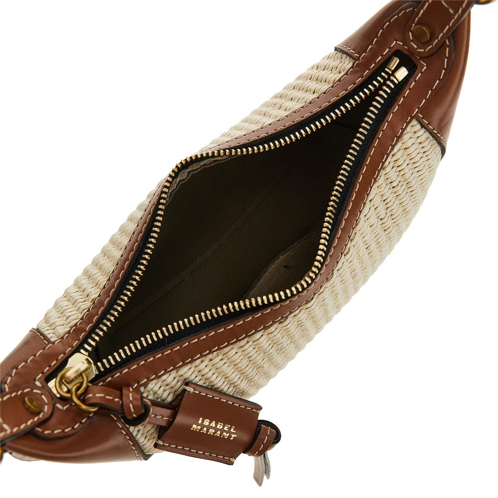 Raffia and leather 'Oskan Moon' bag