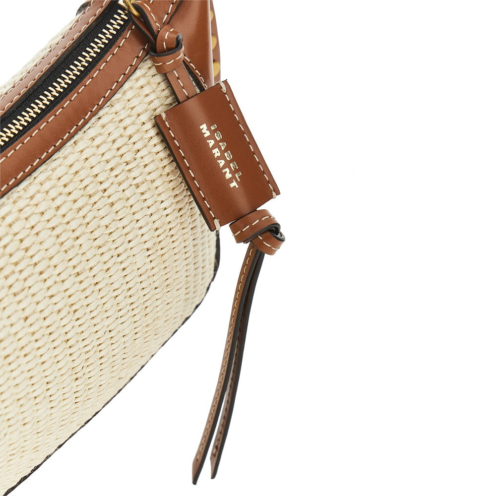 Raffia and leather 'Oskan Moon' bag