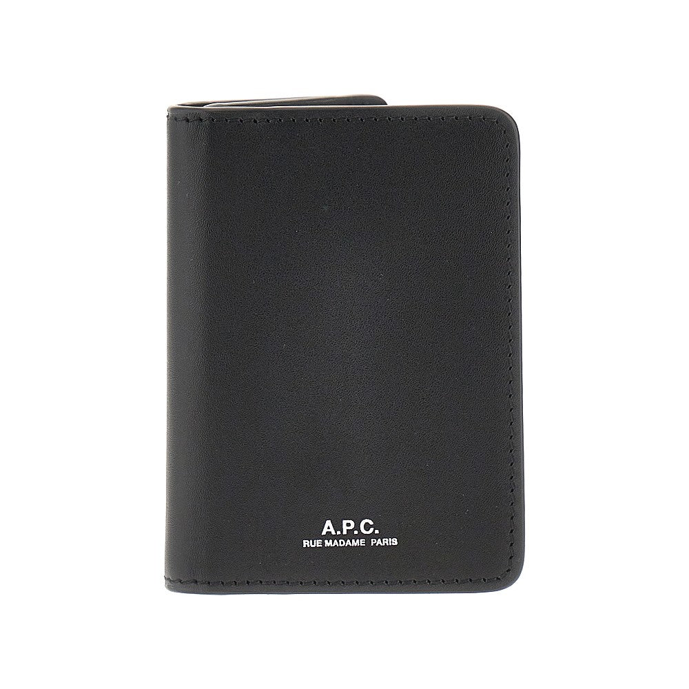 Leather cardholder with logo print