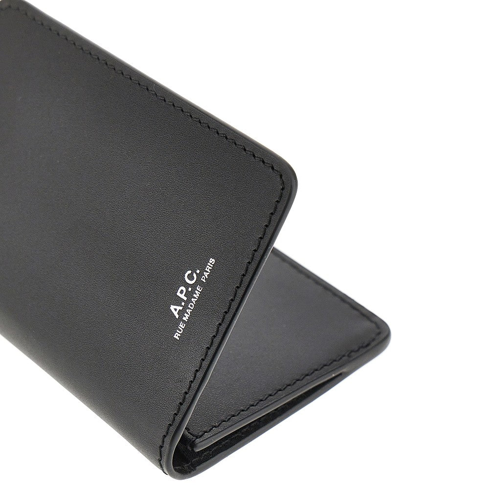 Leather cardholder with logo print