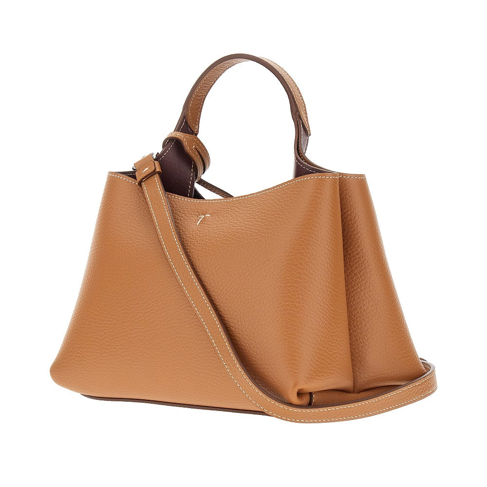 Grained leather micro shopping bag