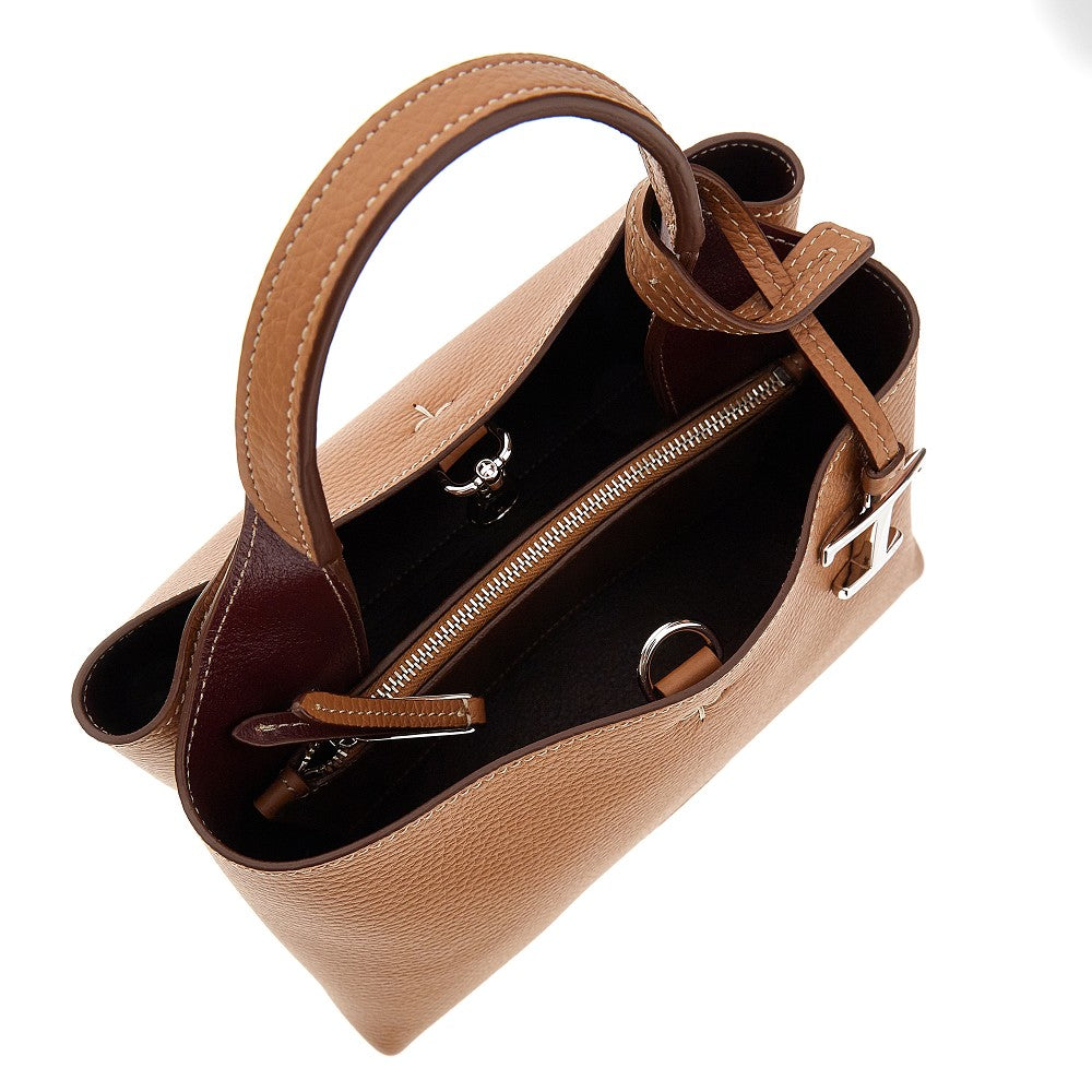 Grained leather micro shopping bag