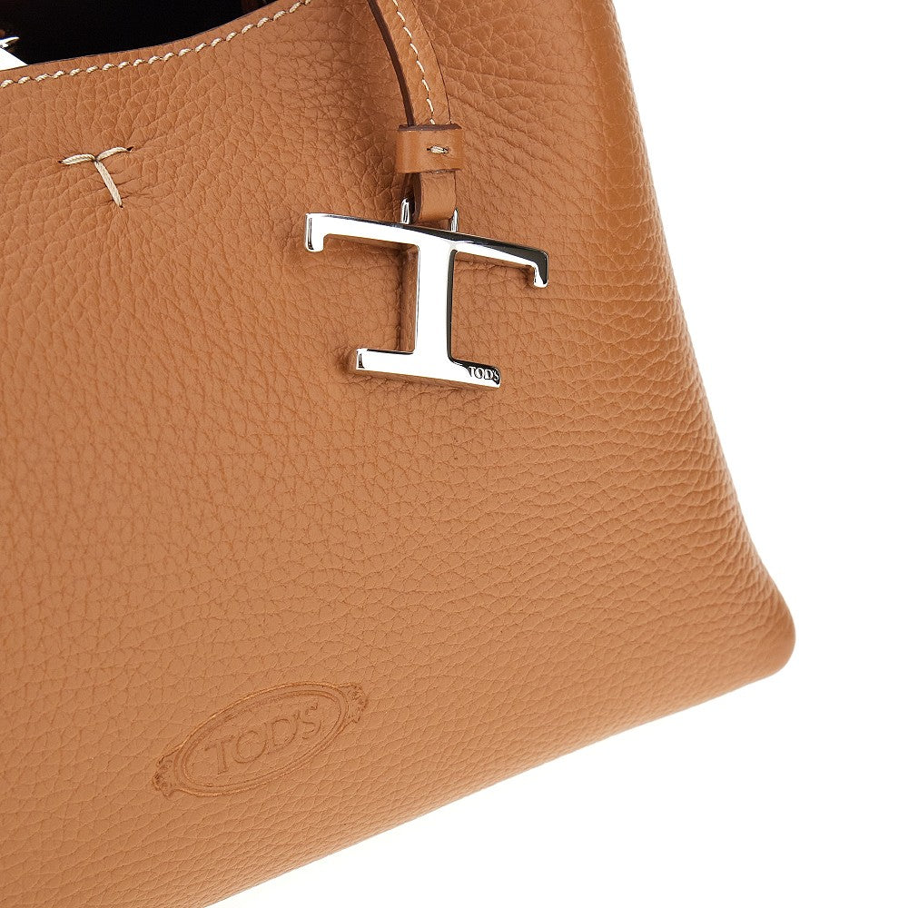 Grained leather micro shopping bag