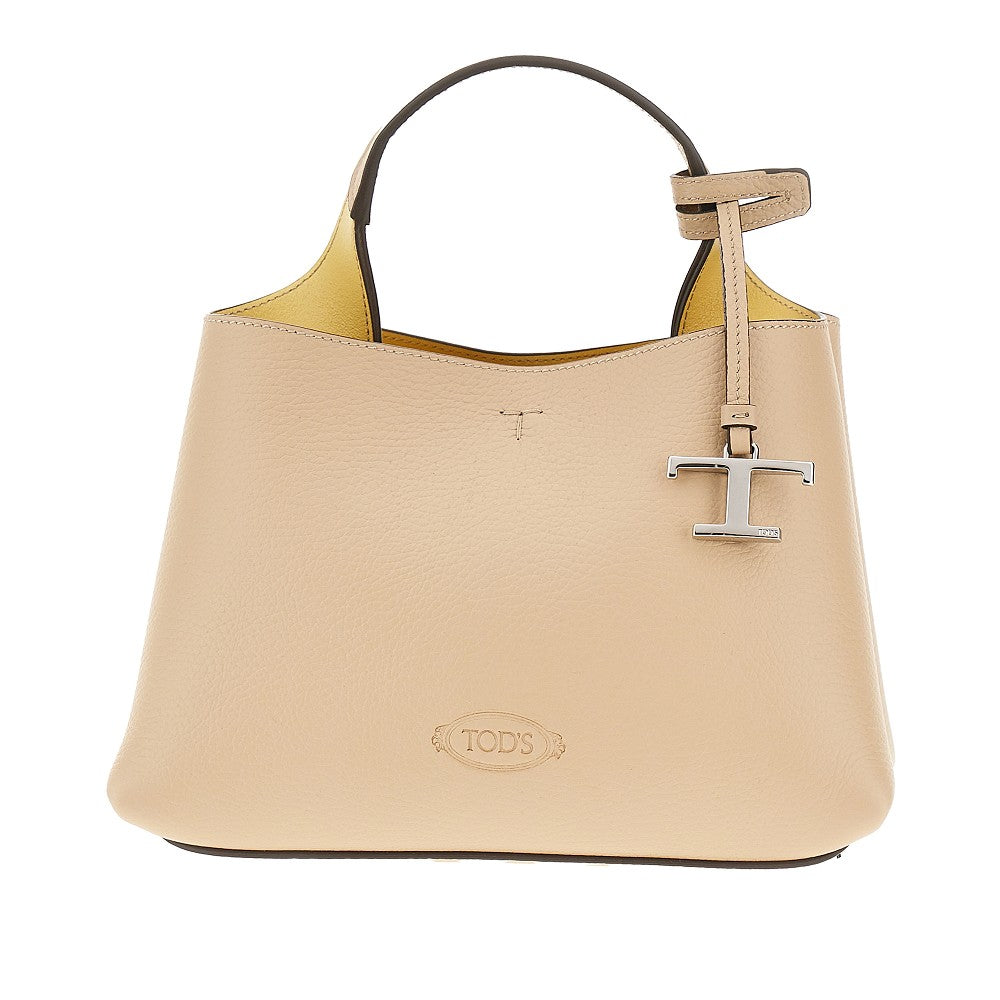 Grained leather micro shopping bag