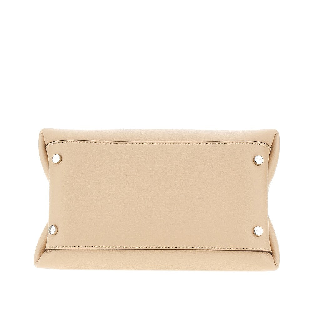 Grained leather micro shopping bag