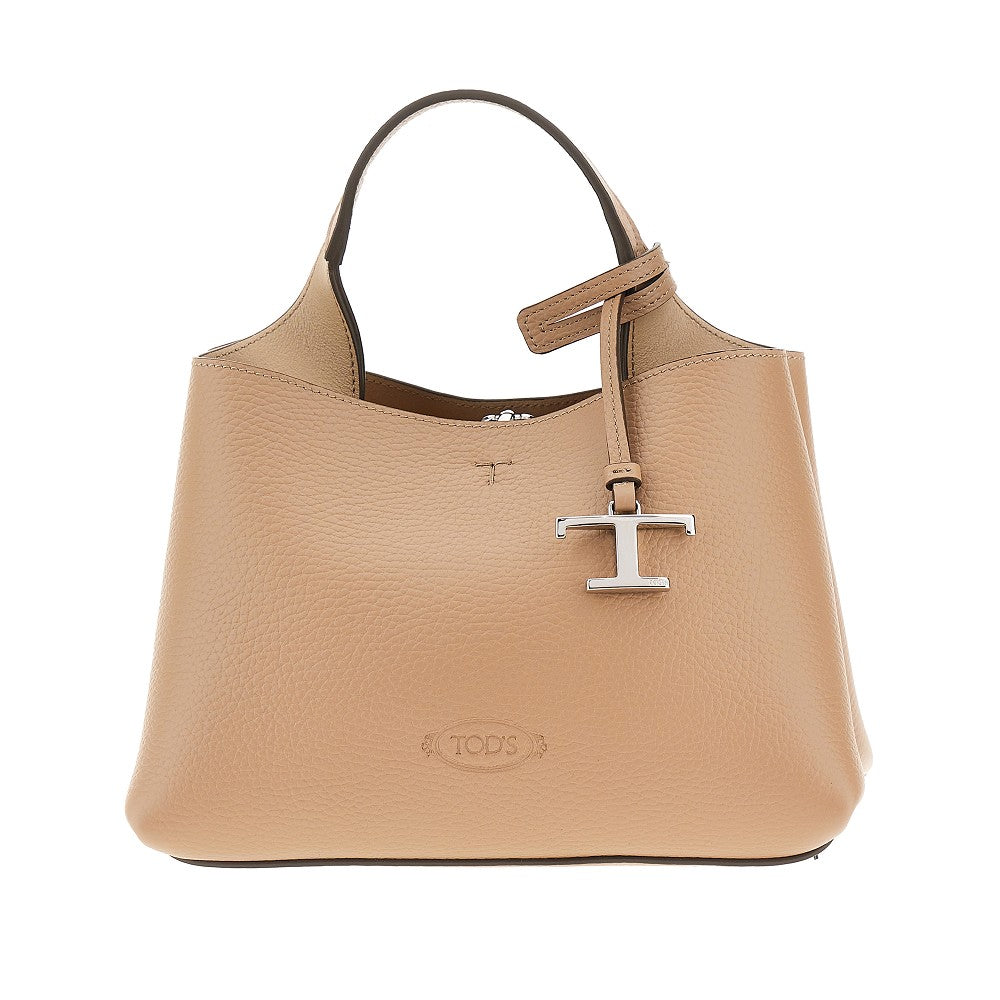 Shopping bag micro in pelle martellata