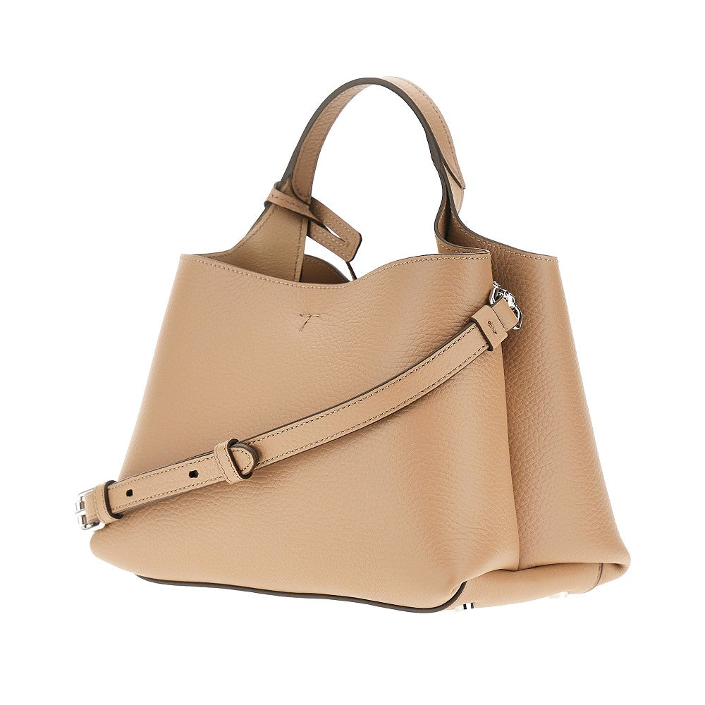 Shopping bag micro in pelle martellata