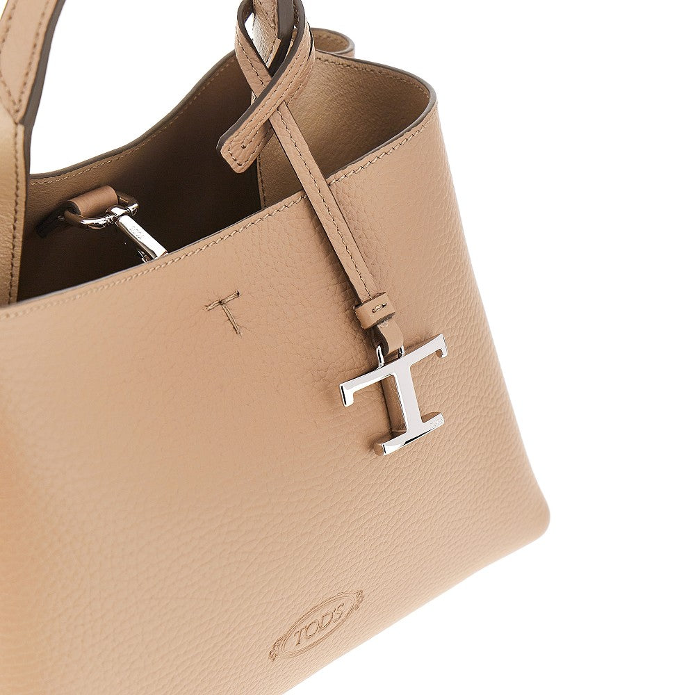 Shopping bag micro in pelle martellata