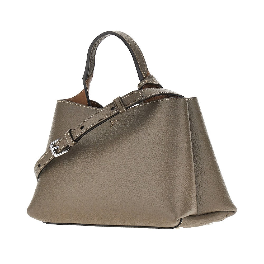 Shopping bag micro in pelle martellata