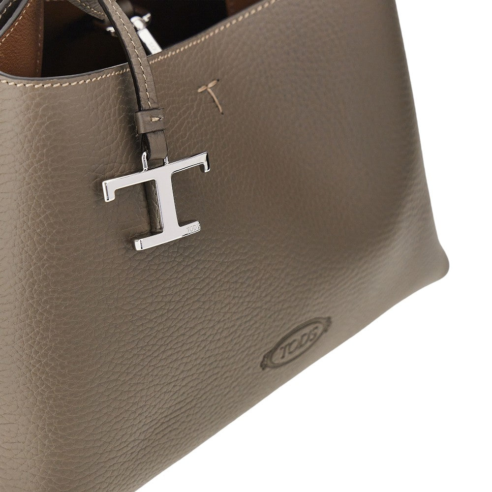 Shopping bag micro in pelle martellata