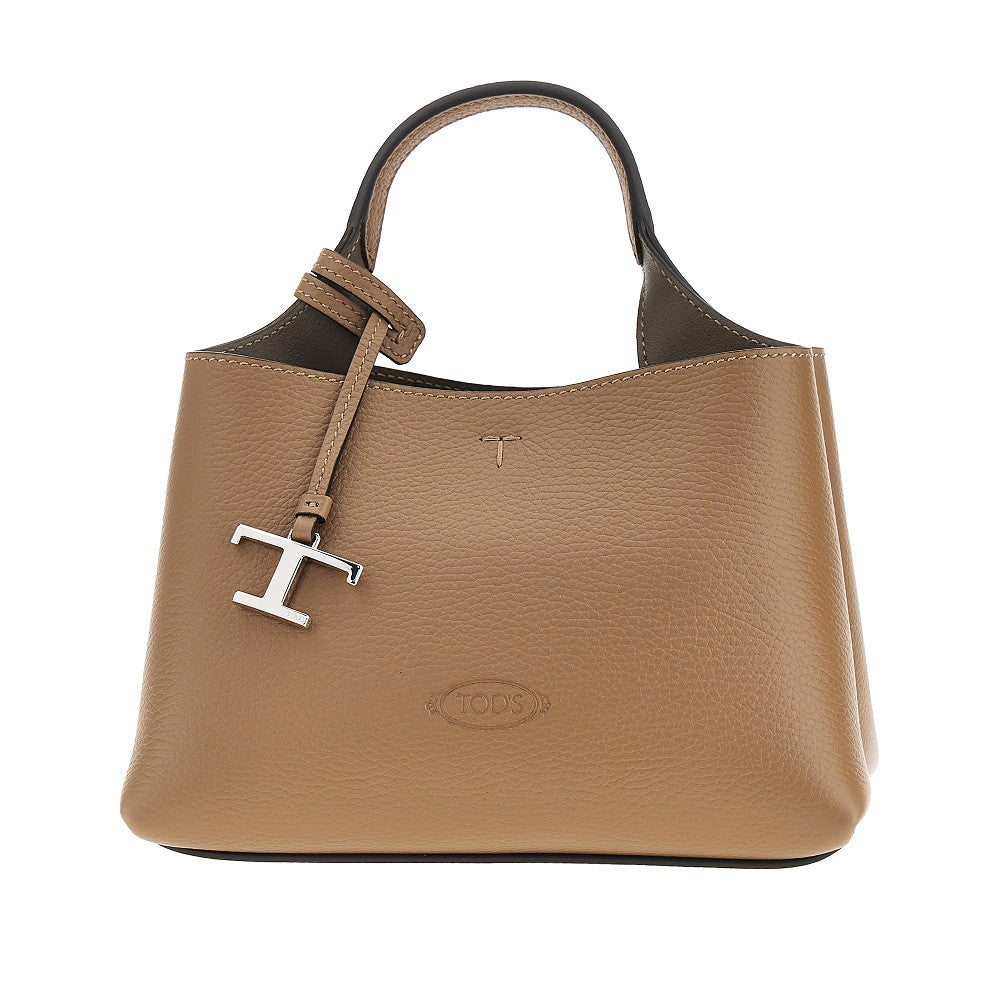 Shopping bag micro in pelle martellata