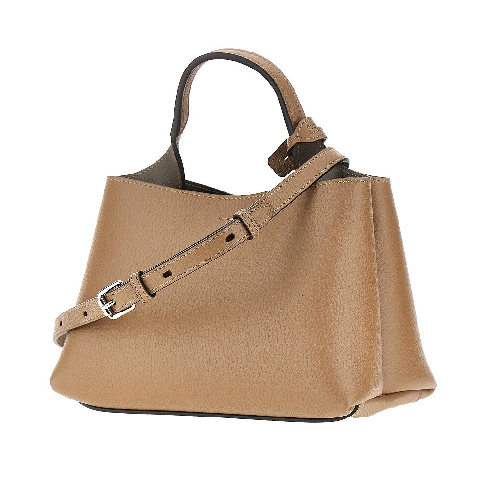 Shopping bag micro in pelle martellata
