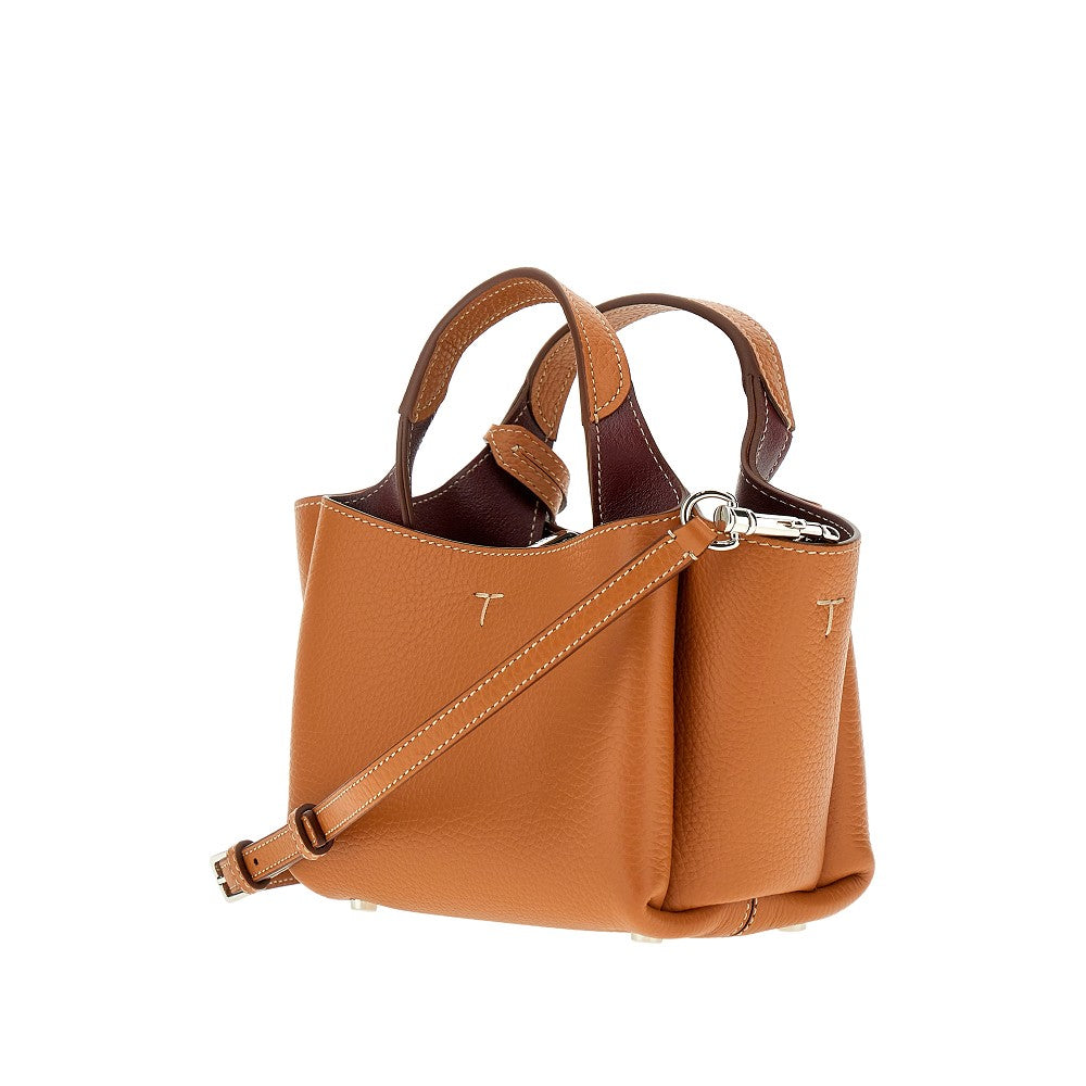 Mini shopping bag in pelle martellata