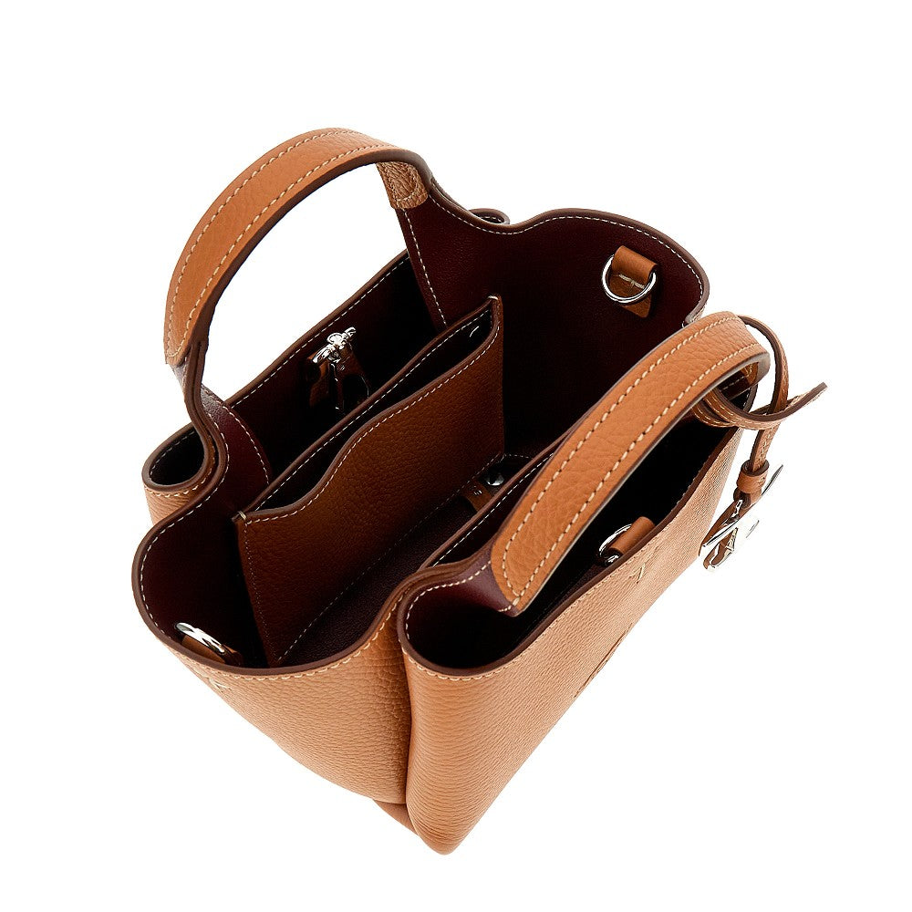 Mini shopping bag in pelle martellata