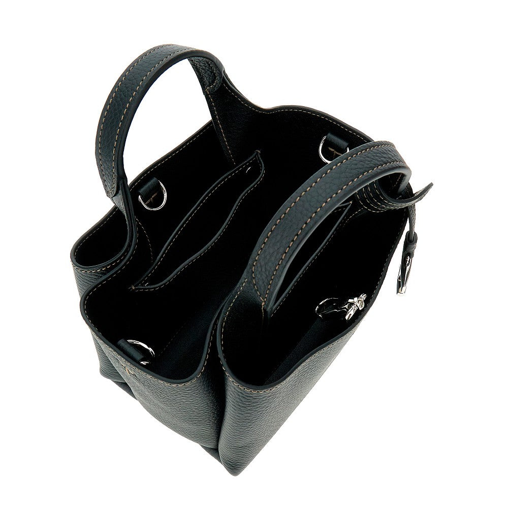 Grained leather mini shopping bag