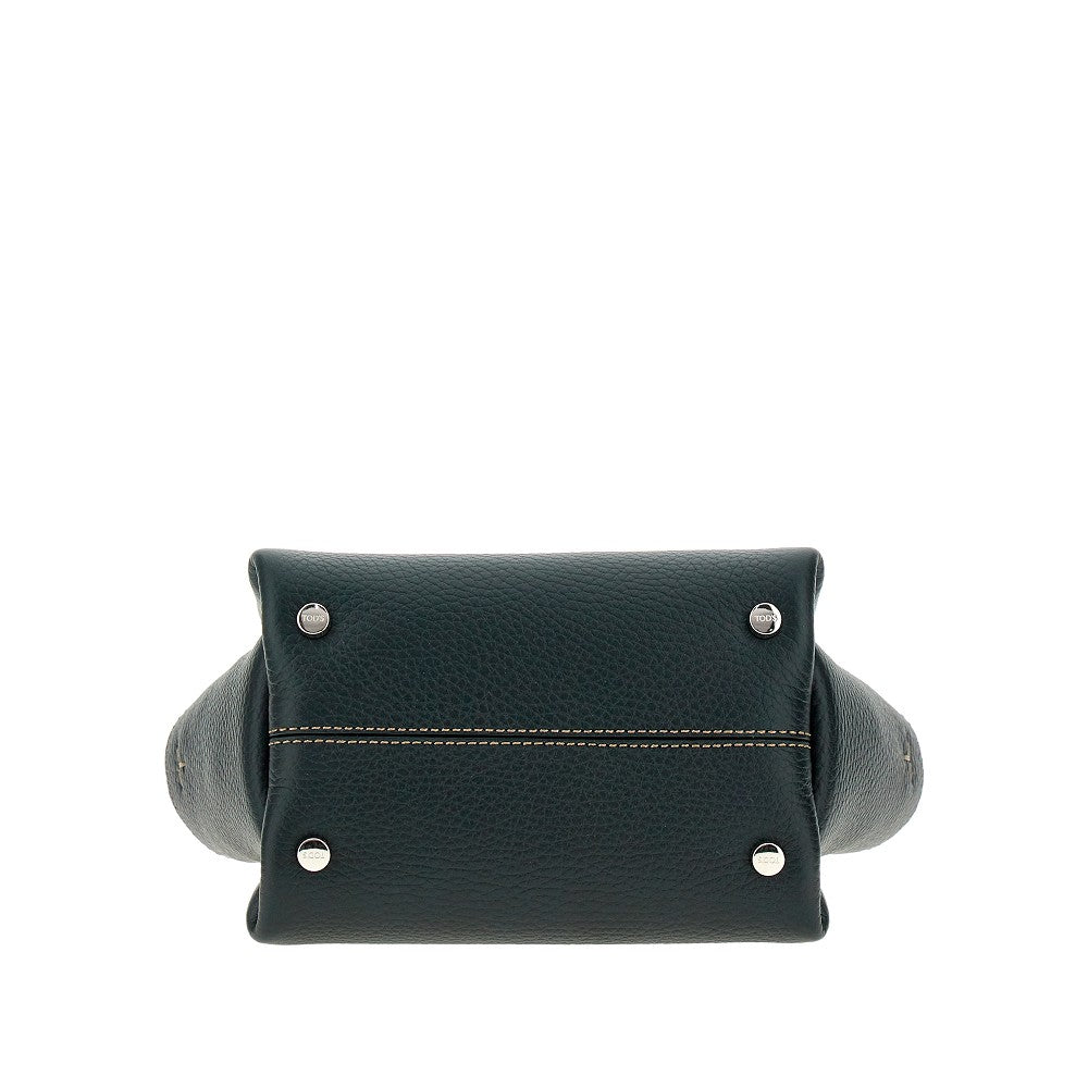 Grained leather mini shopping bag