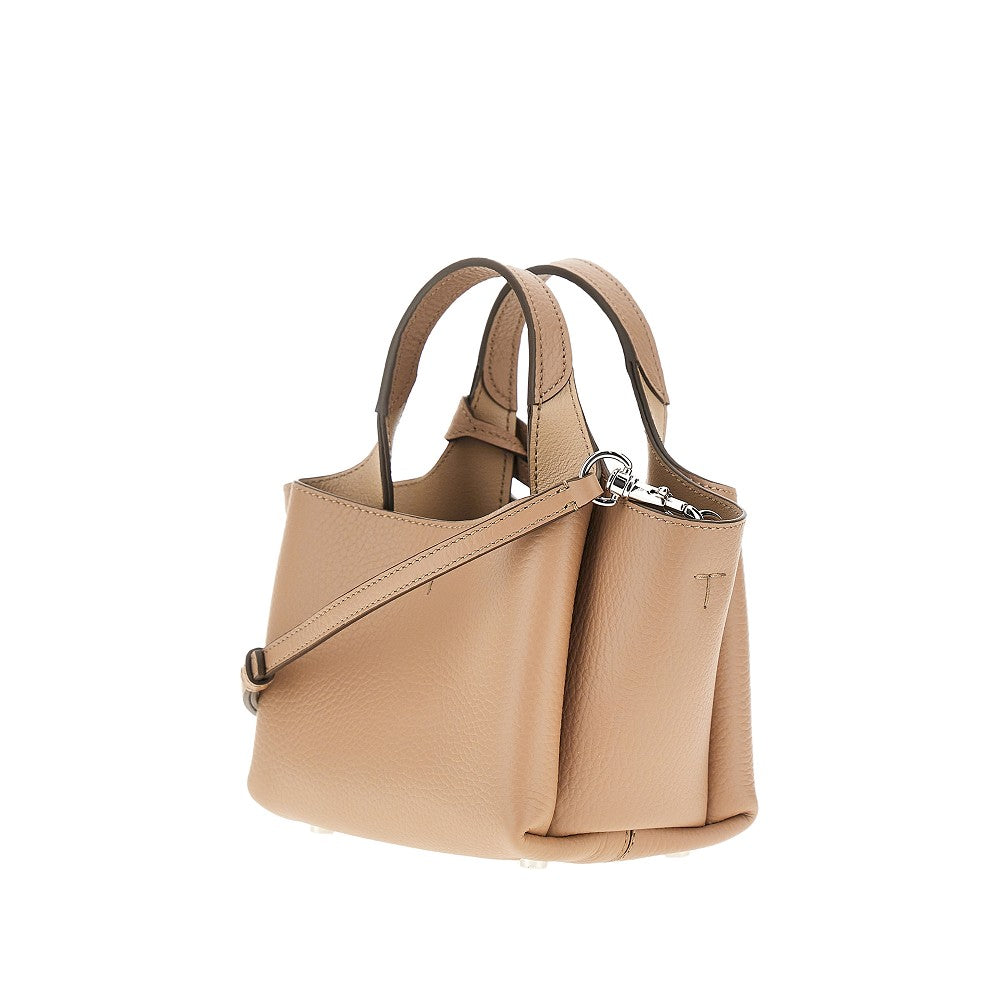 Grained leather mini shopping bag