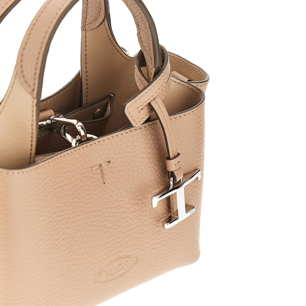 Grained leather mini shopping bag