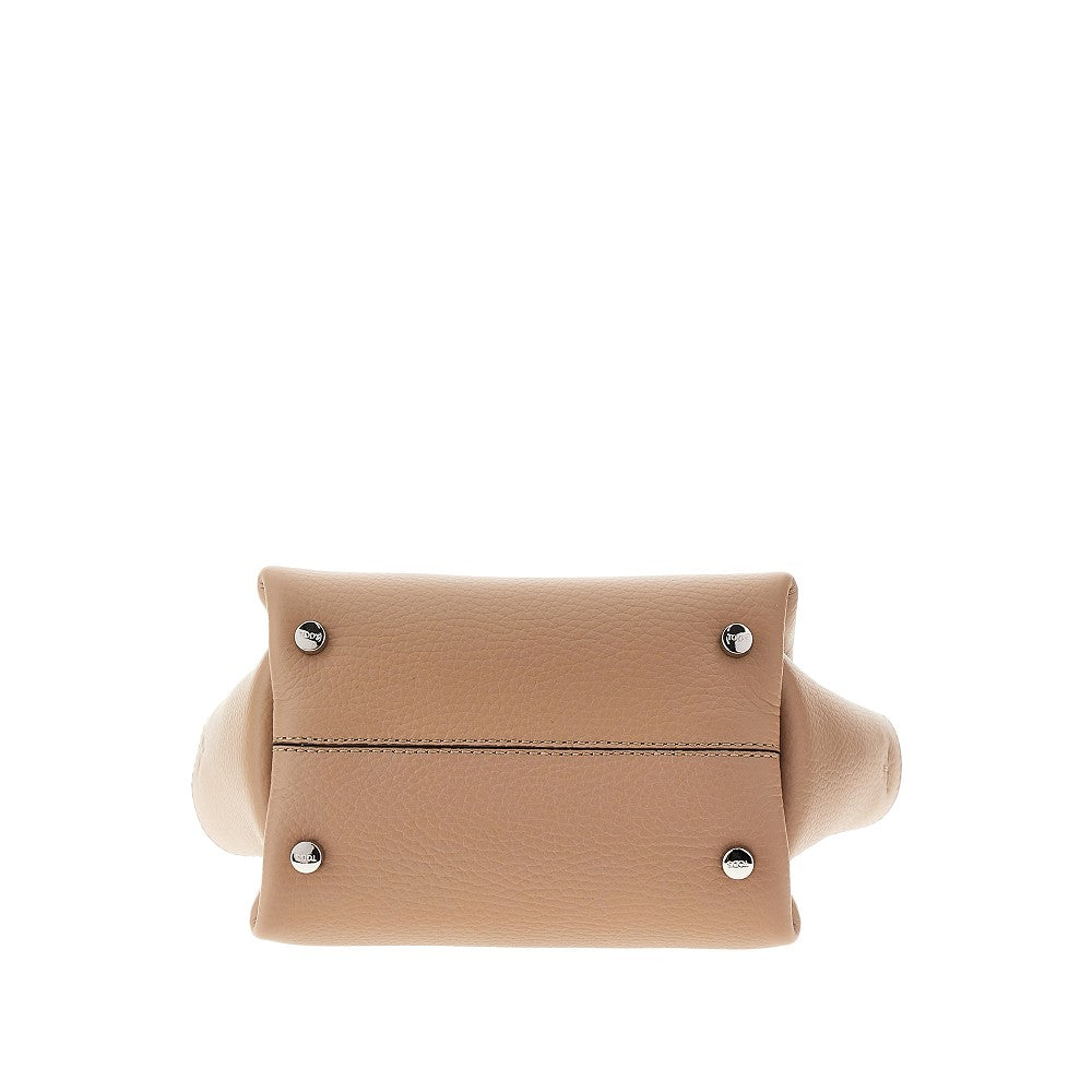 Grained leather mini shopping bag