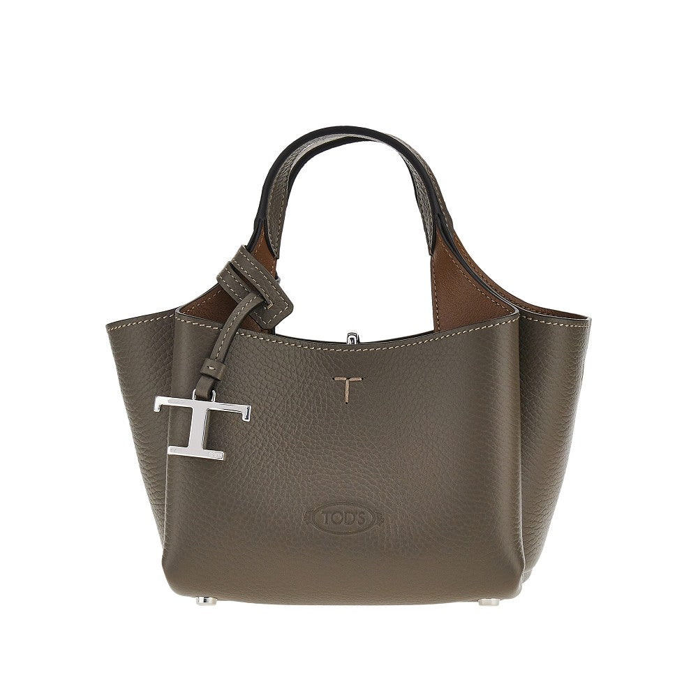 Mini shopping bag in pelle martellata