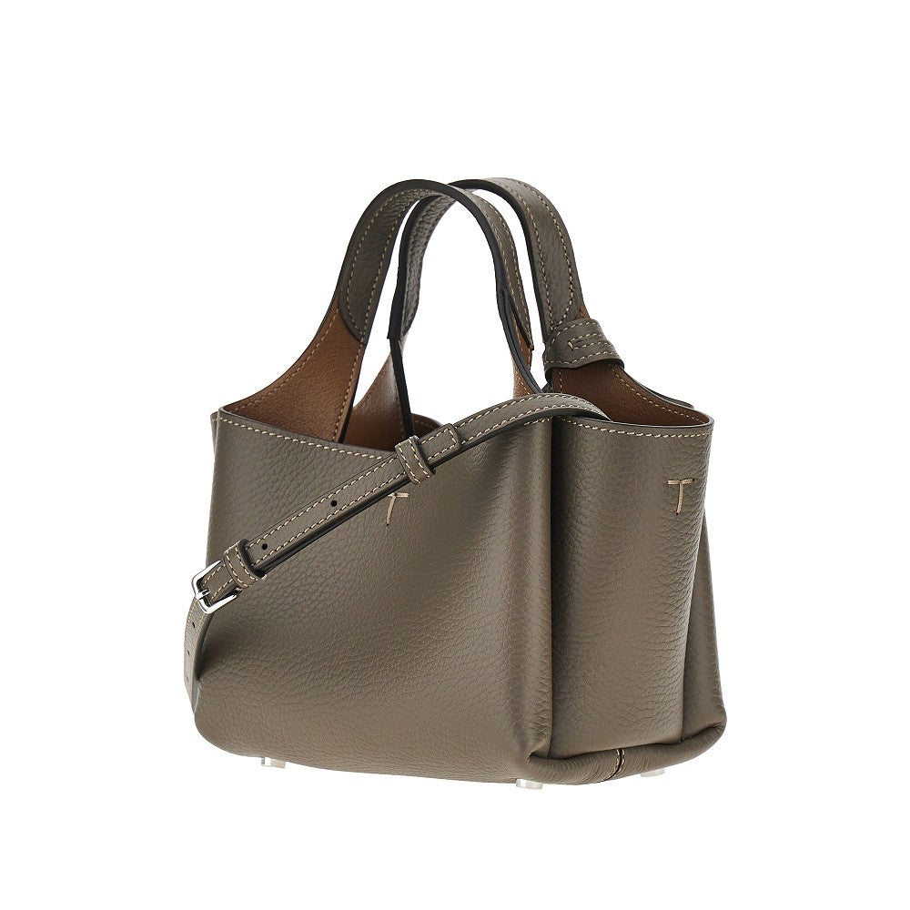 Mini shopping bag in pelle martellata