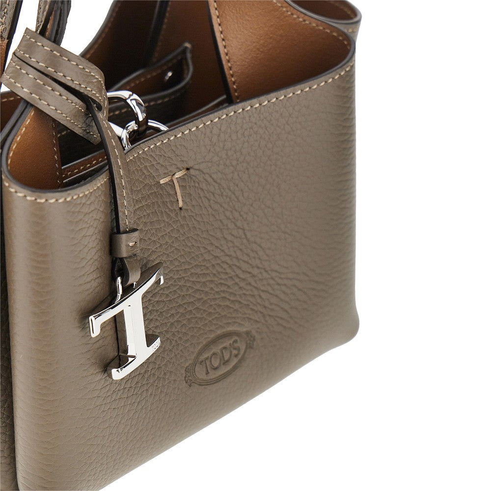 Mini shopping bag in pelle martellata