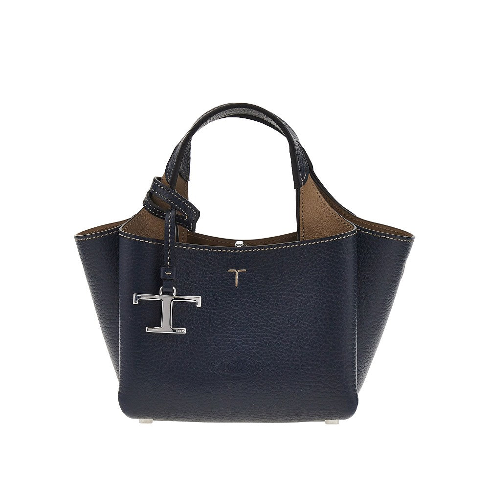 Mini shopping bag in pelle martellata