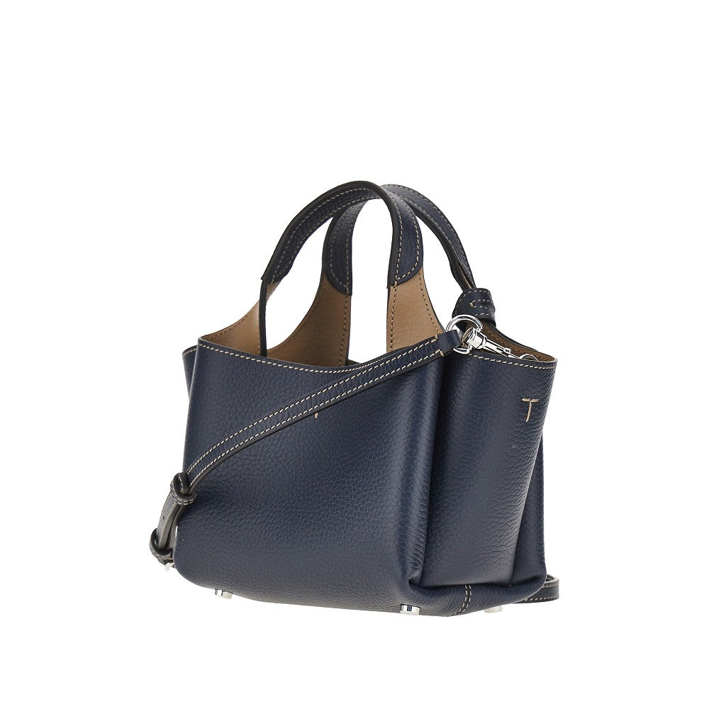 Mini shopping bag in pelle martellata