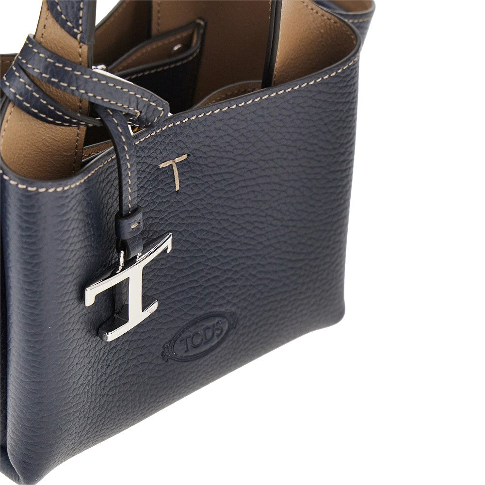 Mini shopping bag in pelle martellata