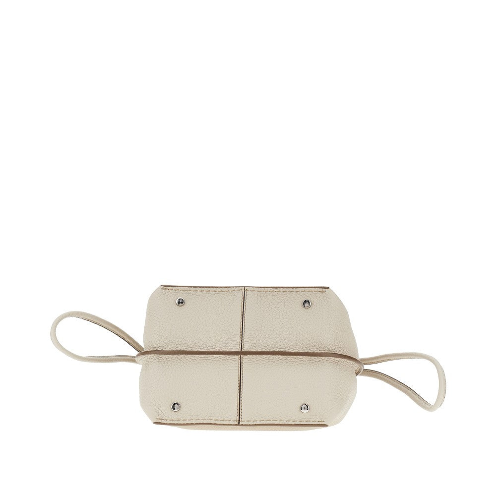 Grained leather small shopping bag