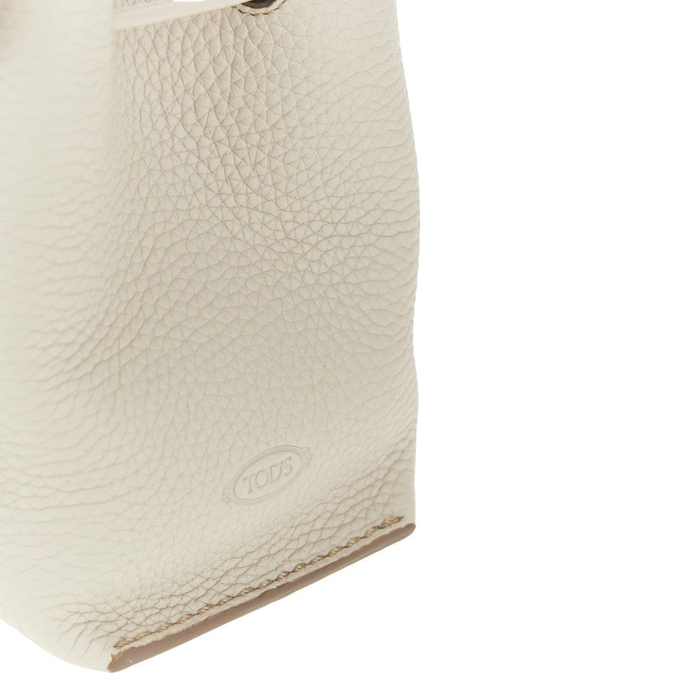 Grained leather micro bucket bag